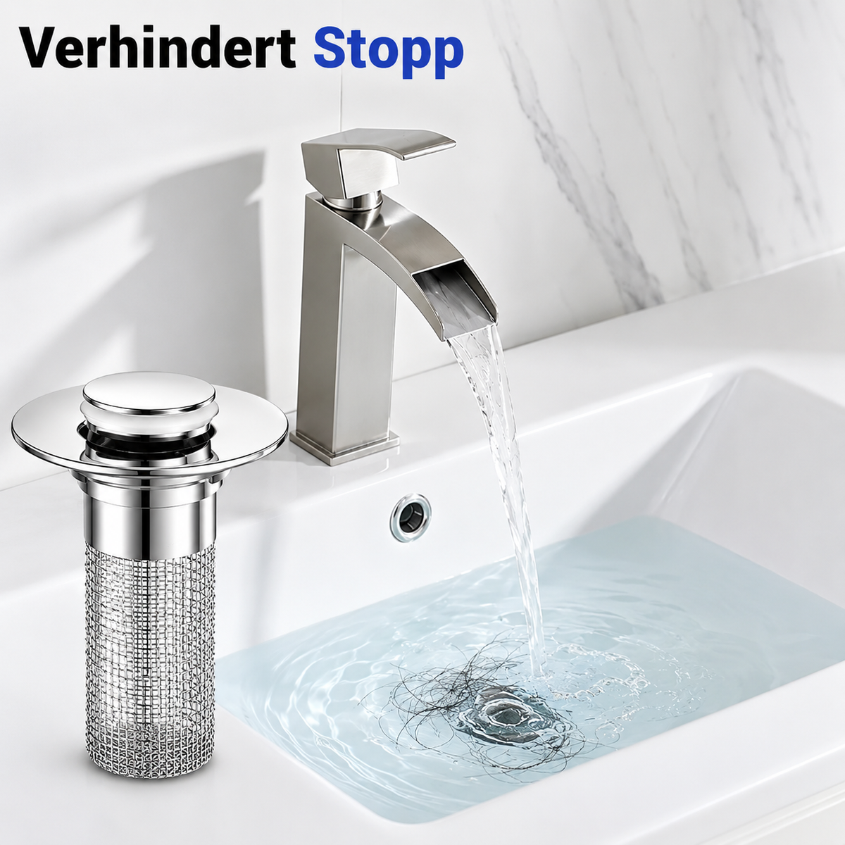 RentFlöde™ – Pop-up-Abflussstopfen mit Sieb